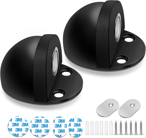 HUTLON 2-Pack Magnetic Door Stops, Black Floor Mount Magnetic Door Catch and Holder