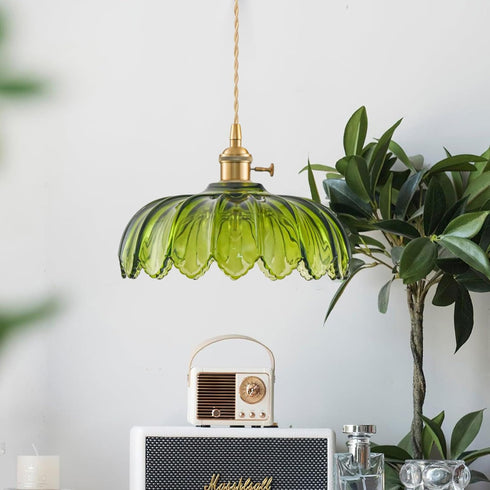 Glass Pendant Lights Kitchen Island, Vintage Brass Pendant Light Fixtures, Adjustable Green Kitchen Pendant Lighting