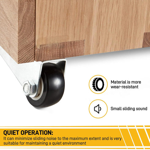 Smtalg 0.9-inch 2PCS Quiet Rubber Caster Wheels, Rolling Casters with Vertical Installation of Extended Bracket