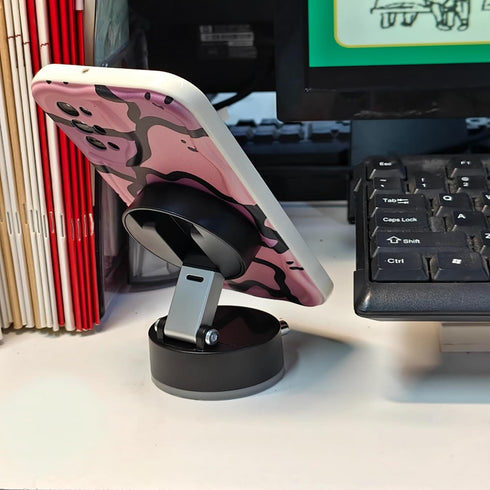 kiimiles 360 (A2) Metal Phone Stand for Desk, Universal Phone Holder with Rotating Arm Foldable Retractable Stand