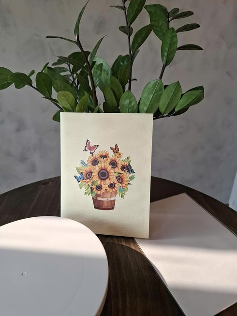6 8 3d Sunflower Pop Up Card, Butterfly, Flower Basket Card, x In Pop-Up Cards For Mom, Wife, Girlfriend, Sister, Ideal