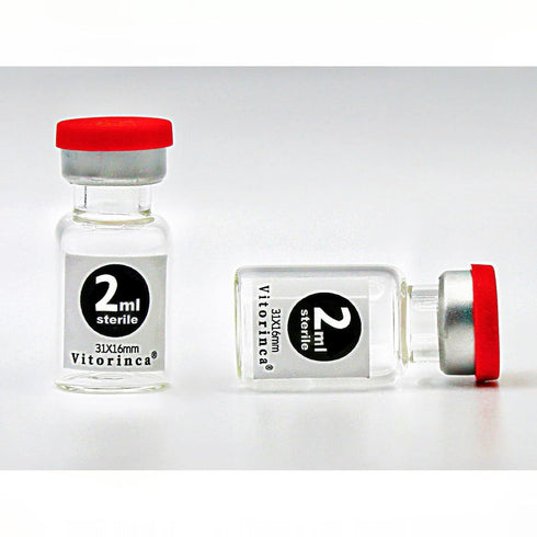 Vitorinca 2ml Sterile Glass Vials, 10 Packs with Self-Healing Injection Port and Flip Top Cap