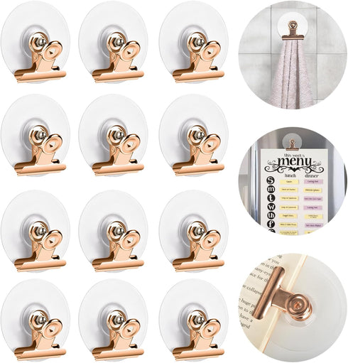 Self Adhesive Metal Clips, 12 Pcs Upgrade Strong Clips for Hanging, Organization, Spring Clip for Home, Office