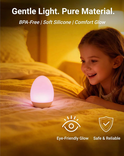 7 Dimming, Egg Baby Night Light for Nursery & Breastfeeding Portable Touch Light with RGB Colors, Stepless