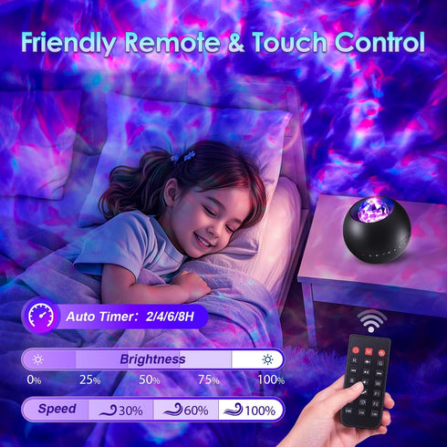One Fire Galaxy Projector, Vibrant Galaxy Light Projector, White Noise & Bluetooth Room Lights for Bedroom,Remote Timer