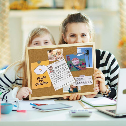 OWLKELA 14.6"X 11" Cork Board | Notice Pin Board, Memo Board, Bulletin Board with Wooden Frame and Push Pins