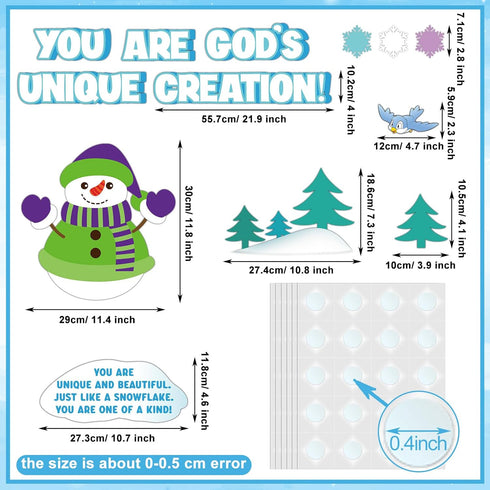 Qilery 105 Pcs Winter Bulletin Board Decorations Set, Christian Cutouts You Are God's Unique Religious Classroom