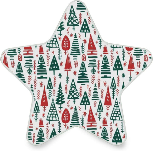 ALAZA Red Green Christmas Tree White Star Shaped LED Night Light Dusk