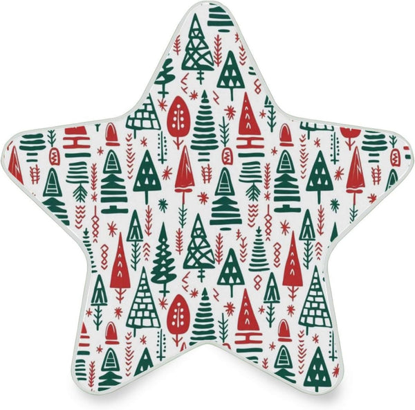 ALAZA Red Green Christmas Tree White Star Shaped LED Night Light Dusk