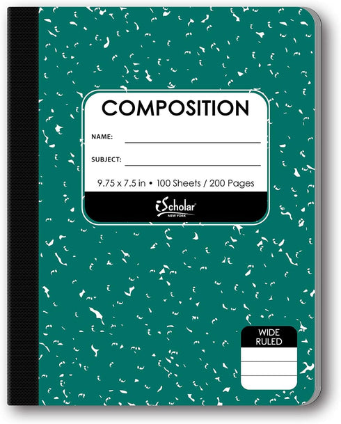 iScholar Composition Book, Wide Ruled, 9.75 x 7.5 Inches, 100 Sheets, Cover Color May Vary