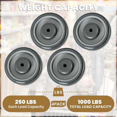 4 Pack 5 Inch Shopping Cart Wheels Replacement, TPU Cart Wheels with Screws, Quiet Double Ball Bearing Shopping Cart
