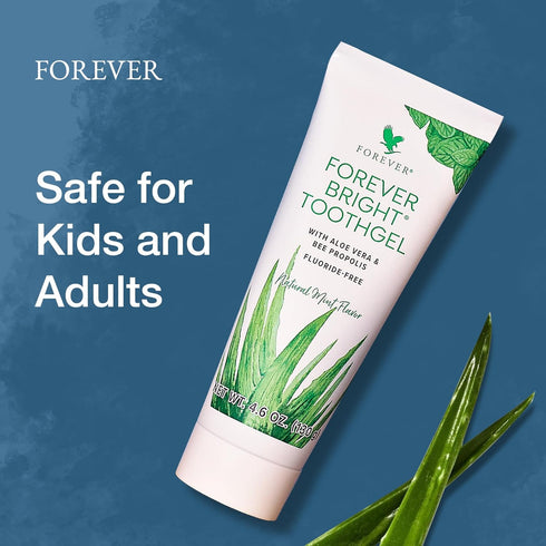 4.6 oz, 2 Pack Forever Living - Bright Toothgel, Fluoride-Free Aloe Vera Gel with Bee Propolis, Peppermint-Spearmint