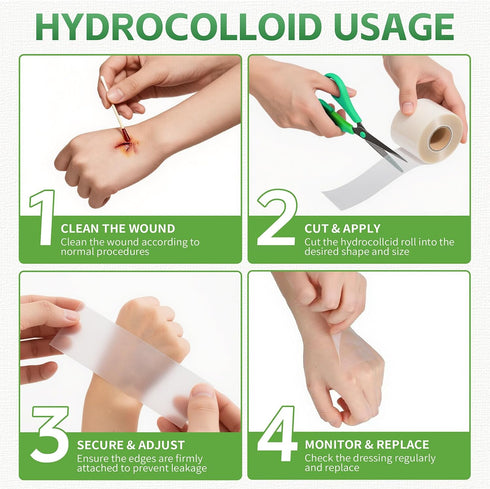 2in 16ft, Hydrocolloid Roll for Wound Care - x Medical-Grade Extra Large Hydrocolloid Patch Bandages
