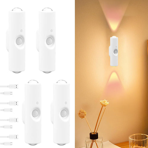 LYIYEYAN 4-Pack 7 Motion Sensor Ambient Light, Rechargeable Dynamic Smart LED Wall Lamp, Magnetic Mount, Multi Color