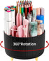 Desk Pencil Pen Holder, 5 Slots 360° Rotating Organizer for Office, School, Home, Art Supplies, Black