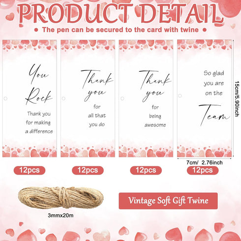 Jetec Valentine's Day Appreciation Gifts, Heart Pens with Thank You Cards, Smile Face Ballpoint Pens for Team Coworker