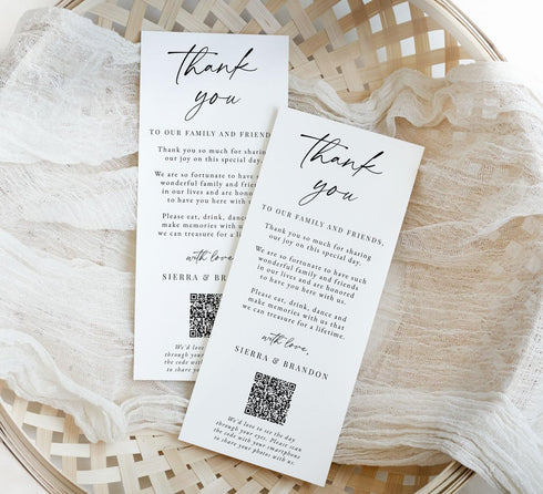 Setting Setting All Ewired Up Wedding Thank You Note with Photo QR Code Personalized Printed Table Thank You Card