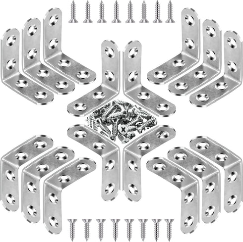 16 PCS Stainless Steel Corner Braces, 40mm x 40mm 90 Degree Right Angle Bracket Joints L Shaped Fastener with Screws