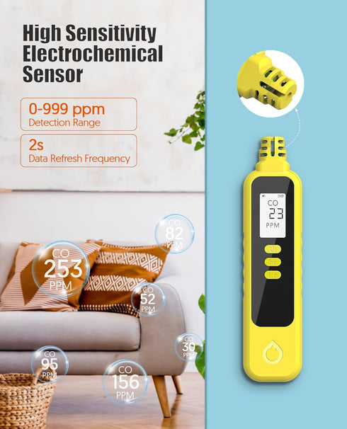 Carbon Monoxide Detectors, Portable CO Detector Battery Powered, Handheld Carbon Monoxide Monitor Alarm Detector with LCD Display for Home/Outdoor/Travel (Batteries Included) by PUTECCH