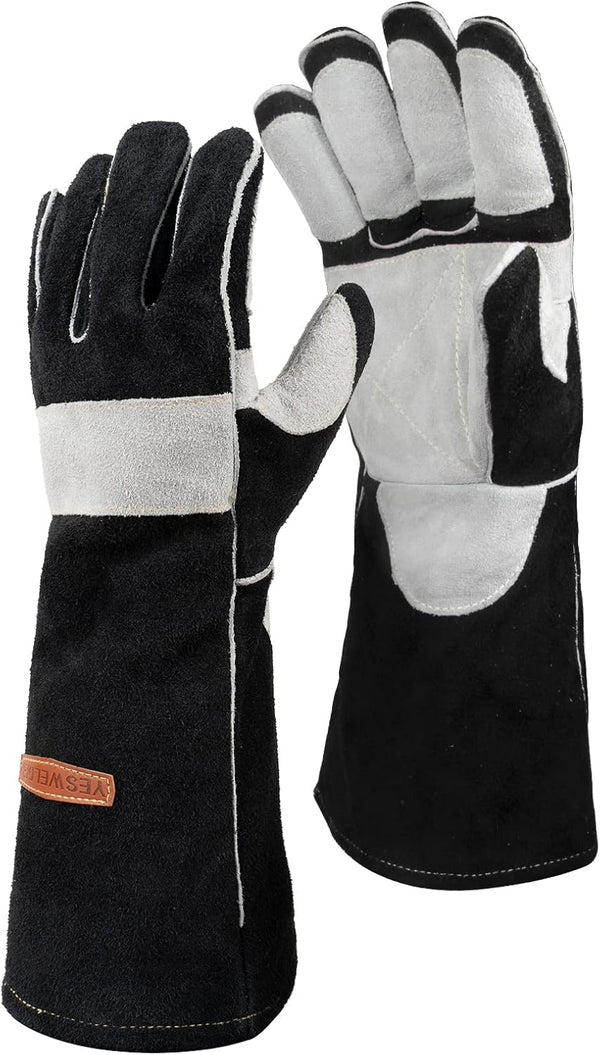 YESWELDER 16 Inches Leather Forge MIG Welding Gloves, 932?, Kevlar Stitching, Heat/Fire Resistant
