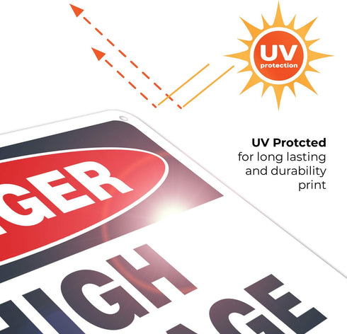 High Voltage Sign, Danger 10x7 Inches, Rust Free .040 Aluminum, Fade Resistant, Made in the USA