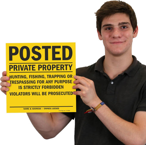 Smartsign “Posted - Private Property” Sign, 11" x 11" Plastic, Pack of 5, Made in USA