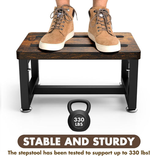 NomNest Step Stool, Height-Adjustable Wooden Step Ladder Metal Foot Stool Small Kitchen Stool Helper for Toddler