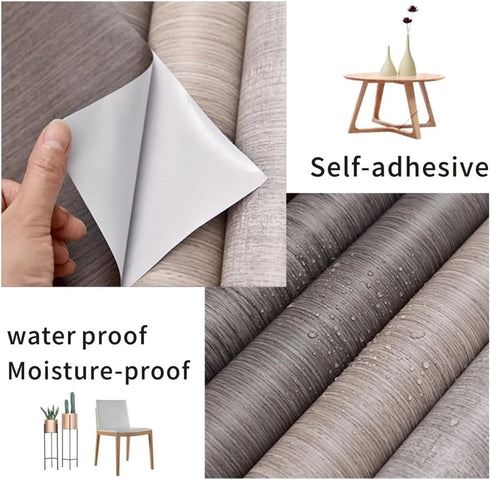 CHYLMAPHEN Film(White,40cmx2M) Self Adhesive Wallpaper Wood Grain PVC Wallpaper for Door, Wardrobe, Cupboard, Table
