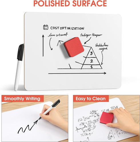 MaxGear 6 Pack Small White Board Dry Erase Boards, 9" x 12" Mini with Erasers and Markers