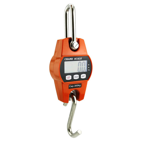 660lb/300kg Digital Crane Scale - Compact LCD Handheld Hanging Scale for Garage, Farm, Hunting & Fishing (Orange)