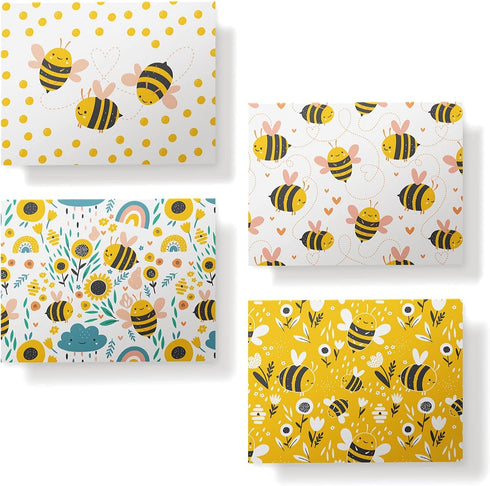 Twigs Paper Assorted Bumble Bee Greeting Cards - Stationery Cards with Envelopes, Thank You Card, Set of 12