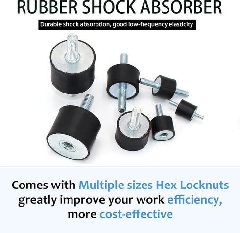 M8 Rubber Studs Shock Absorber Anti-Vibration Isolator Mounts, 4 Packs for Air Compressors, Garage Motors