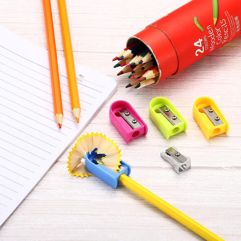 PATIKIL 24 Pack Metal Pencil Sharpeners, Aluminum Alloy Mini Manual Sharpener with Single Hole for Office Classroom Art