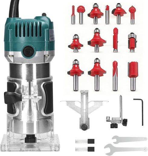 Elzenzhine 110V Router Tool, 800W Compact Wood Router Tool 30000RPM Electric Handheld Palm