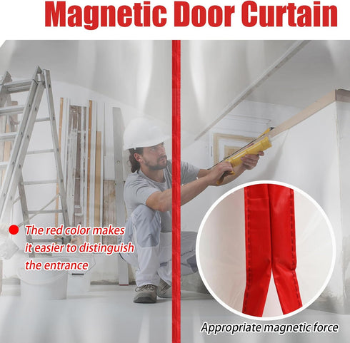 1 Set 4' 7.5' Preboun Magnetic Dust Barrier Zipper Door Kit x Construction Plastic Dust Barriers Plastic Door Curtain