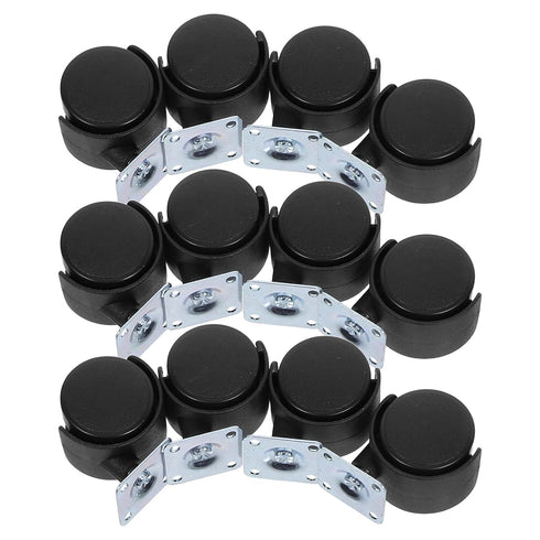 HINTRMENT 12pcs Black Plastic Furniture Caster Wheels, Small Swivel Chair Leg Casters Replacement
