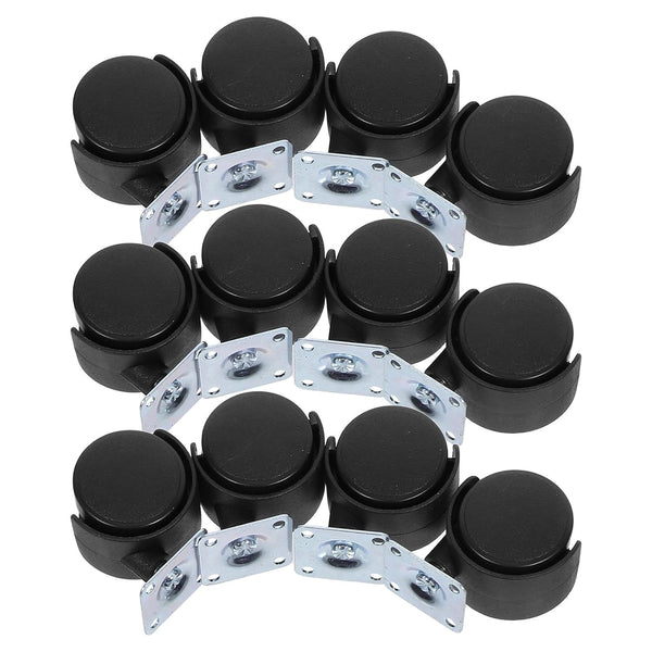 HINTRMENT 12pcs Black Plastic Furniture Caster Wheels, Small Swivel Chair Leg Casters Replacement