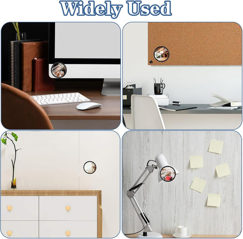 FdcZeyxior 2 2.2" Pcs Office Desk Cubicle Mirror, Wide Angle Convex Rear View Mirror, Stick-On Adjustable Monitor