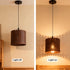 1-Light 7" Farmhouse Rustic Wood Drum Pendant Light, Rural Ceiling Hanging Lamp Lighting Fixture with Lampshade, Boho