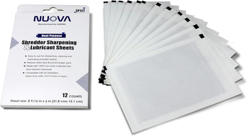 Aurora SP12T 12 Count Nuova Paper Shredder Sharpening & Lubricant Sheets