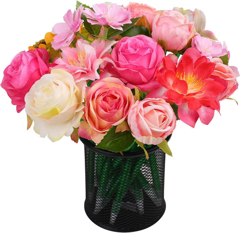 Leery 15 Pieces Mixed Floral Gel Ink Rose Pens, Ballpoint Pens for Valentine's Day, Birthday Party, Office Supplies