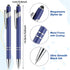 Zonon 38 Pieces Rubberized Ballpoint Pen with Stylus Tip, Stylish Metal Cap, Soft Grip, Black Ink (Dark Blue)