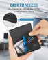 MaxGear Heavy-Duty Metal Business Card Holder - Slim Stainless Steel & ABS Case with Black Titanium Coating
