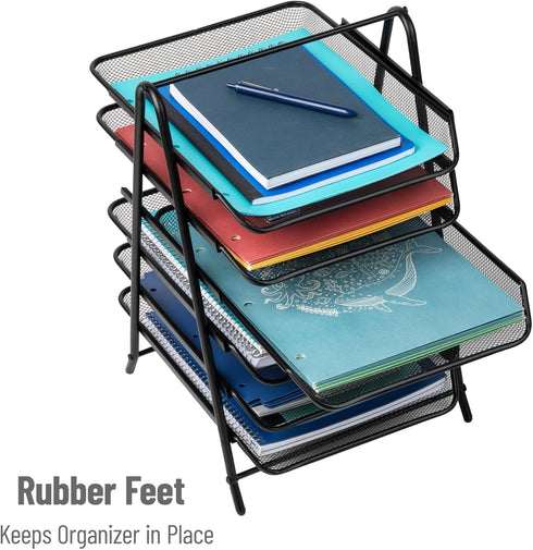 Mind Reader 6-Tier Paper Tray Desktop Organizer, Metal Mesh File Storage for Office, Black