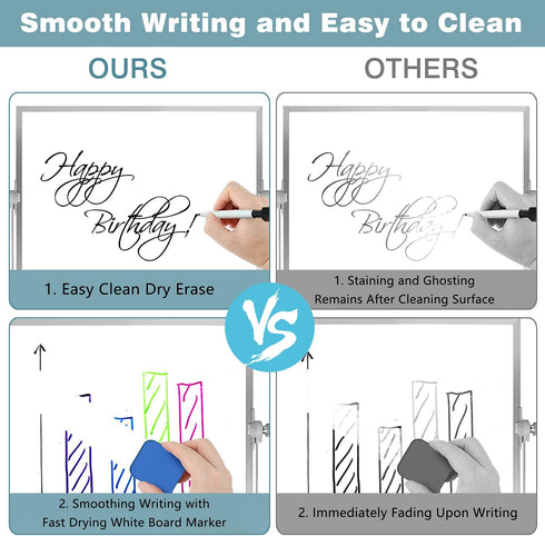 OWill Dry Erase White Board, 8” x 12”, Mini Whiteboard with Stand, Portable Double-Sided Easel for Kids