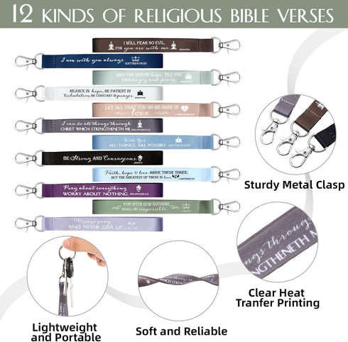 Roowest 60 Pcs Bible Keychain with Scriptures and Inspirational Gifts for Religious Church