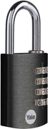 Yale 4 Digit Combination Lock, Outdoor Waterproof Padlock for School Gym Locker, Sports Locker, Toolbox, Gate, Black