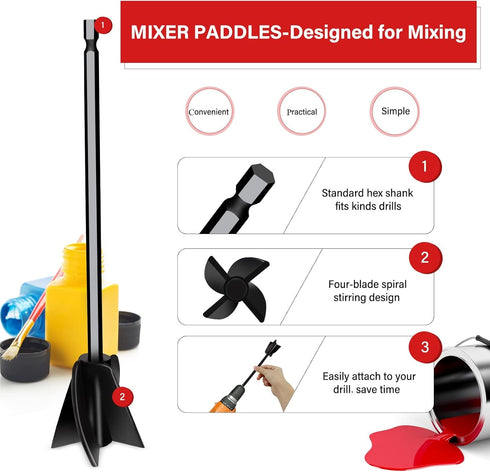 4 Pcs Resin Mixer Paddles for Drill, Epoxy Mixer Attachment for Mixing Resin, Paint Stirrer for Silicone Molds