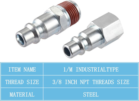 Yolass 3/8” NPT Industrial Air Coupler, 3 Pcs High Flow Coupler and 3 Pcs Air Plug for Professional Workplace
