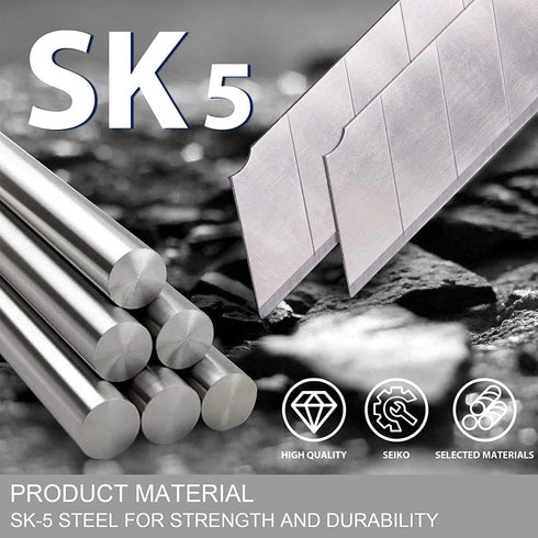 25MM Heavy Duty Utility Knife with 10pcs SK-5 Retract Blades, Rubber Grip Box Cutter for DIY Crafts